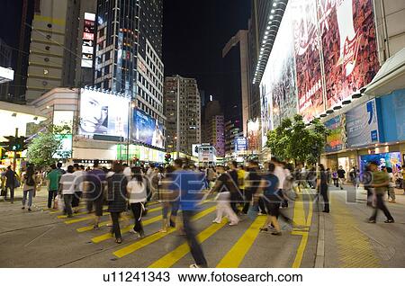 People crossing the road at night at Causeway Bay (Tung Lo Wan), Hong Kong, View Large Photo Image Stock Image - People crossing the road at night at Causeway Bay (Tung Lo Wan), Hong Kong, . Fotosearch