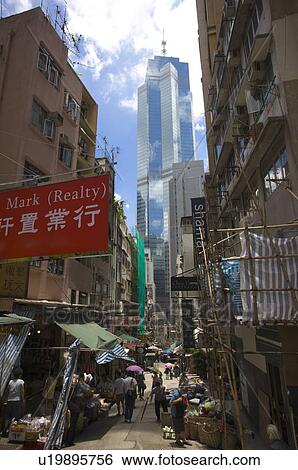 Stock Photograph - Small street in Central District, Hong Kong. Fotosearch