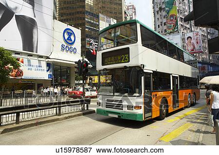 Stock Photo - Bus on Street, Hong Kong. Fotosearch