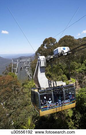 Stock Image - Cableway from Scenic World, Sydney, Australia. Fotosearch