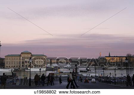 Stock Image - Stockholm skyline, the southern side of Blasieholmen, Sweden. Fotosearch