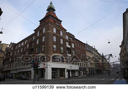 Stock Photo - Street of Radhuspladsen, Denmark. Fotosearch