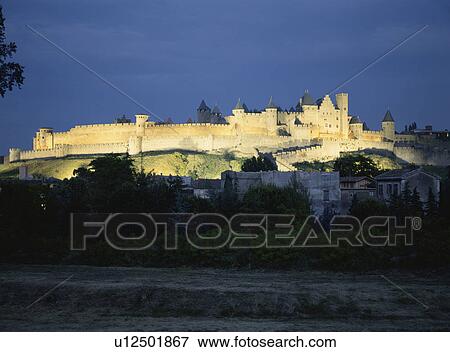 Stock Photo - A Rampart And A Night View. Fotosearch