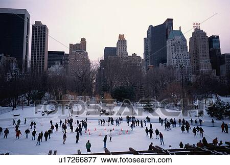Ice Skaters In Central Park View Large Photo Image Stock Photo - Ice Skaters In Central Park. Fotosearch