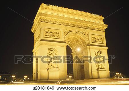 Stock Photo - The Night Scene Of The Arch Of Triumph. Fotosearch
