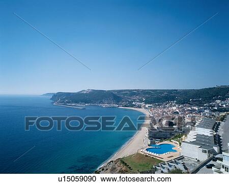 Stock Image - Town On Beach. Fotosearch