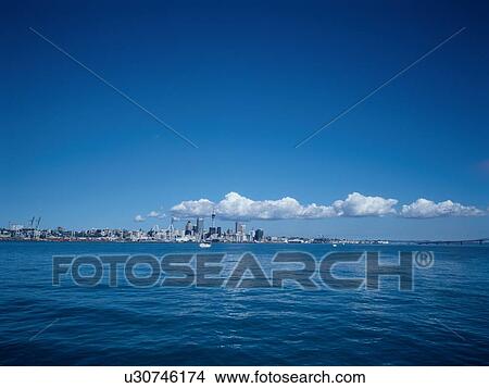 Auckland Skyline From Water View Large Photo Image Picture - Auckland Skyline From Water. Fotosearch