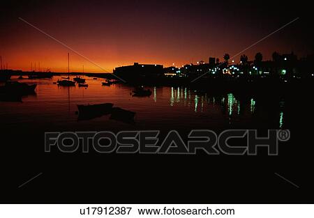 Stock Photo - Harbor At Night. Fotosearch