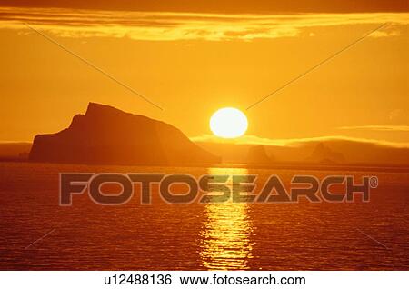 Icebergs At Sunset View Large Photo Image Stock Photograph - Icebergs At Sunset. Fotosearch