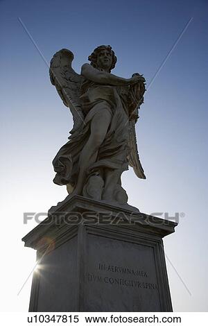 Angel sculpture from Ponte Sant'Angelo bridge in Rome, Italy. View Large Photo Image Stock Photography - Angel sculpture from Ponte Sant'Angelo bridge in Rome, Italy.. Fotosearch