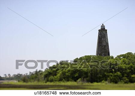Stock Photo - Lighthouse on Bald Head Island, North Carolina.. Fotosearch