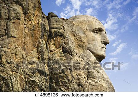Stock Photograph - Profile of George Washington carving at Mount Rushmore National Monument, South Dakota.. Fotosearch