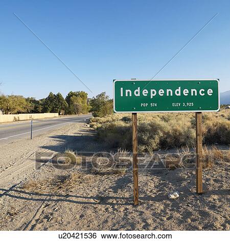 Stock Photograph - Sign for town named Independence.. Fotosearch