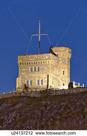 Signal Hill National Historic Site. View of Cabot Tower at twilight, St. John's, Newfoundland, Canada View Large Photo Image Stock Image - Signal Hill National Historic Site. View of Cabot Tower at twilight, St. John's, Newfoundland, Canada. Fotosearch