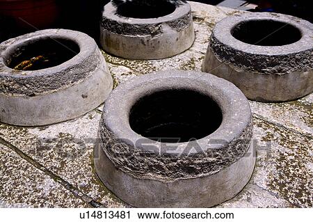 Stock Image - Four wells in Penghu, Taiwan. Fotosearch
