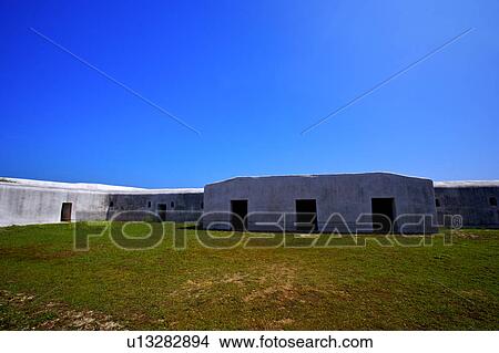 Picture - The architecture of flat house in Penghu, Taiwan. Fotosearch