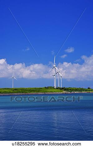 The beautiful scenery of the seawater and windmill in Penghu, Taiwan View Large Photo Image Stock Photography - The beautiful scenery of the seawater and windmill in Penghu, Taiwan. Fotosearch