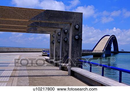 Stock Image - The passage and the arch bridge in Penghu, Taiwan. Fotosearch