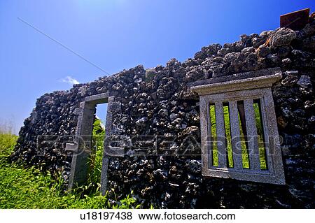 Stock Photo - The wall of stone in Penghu, Taiwan. Fotosearch