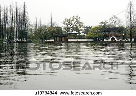 Picture - Scenery of West Lake in Hangzhou, Zhejiang Province. Fotosearch