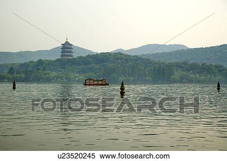 Stock Photography - Three Pools Reflecting the Moon in West Lake, Hangzhou, Zhejiang Province. Fotosearch