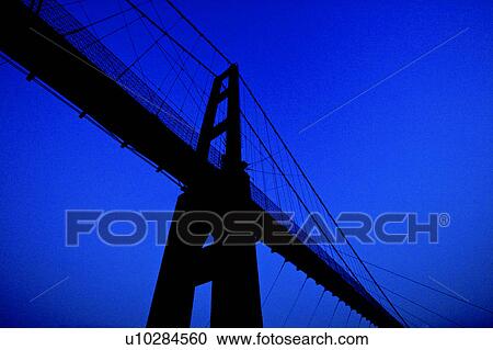 Stock Image - Longmen Suspension Bridge in Taipei County, Taiwan. Fotosearch