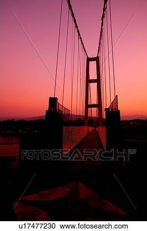 Stock Image - Longmen Suspension Bridge in Taipei County, Taiwan. Fotosearch