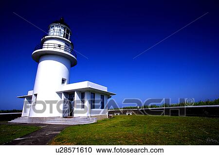 Stock Image - San Diao Cape Lighthouse in Sandiao Cape, Taipei, Taiwan. Fotosearch