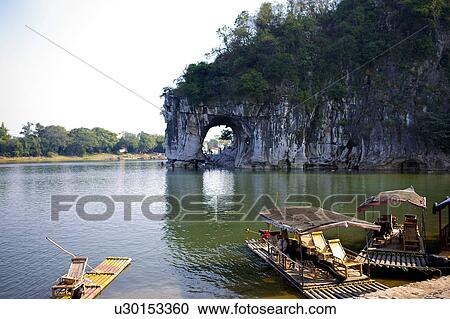 Stock Image - Natural scenery of Elephant Trunk Hill in Guilin, Guangxi Province, China. Fotosearch