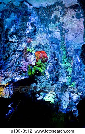 Reed Flute Cave in Guilin, Guangxi Province, China View Large Photo Image Stock Image - Reed Flute Cave in Guilin, Guangxi Province, China. Fotosearch