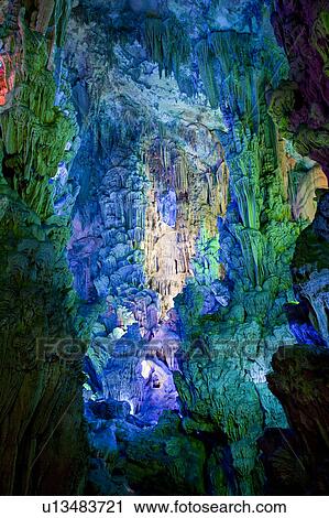 Reed Flute Cave in Guilin, Guangxi Province, China View Large Photo Image Stock Image - Reed Flute Cave in Guilin, Guangxi Province, China. Fotosearch