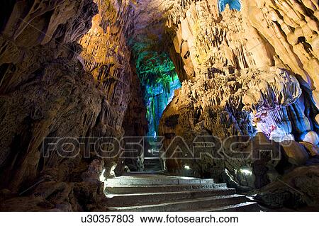 Stock Image - Reed Flute Cave in Guilin, Guangxi Province, China. Fotosearch