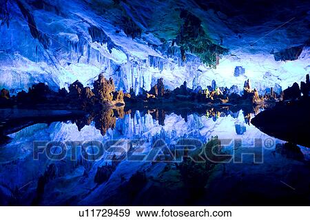 Reed Flute Cave in Guilin, Guangxi Province, China View Large Photo Image Stock Photo - Reed Flute Cave in Guilin, Guangxi Province, China. Fotosearch