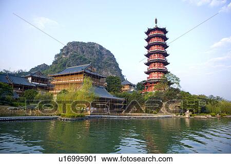 Tower and beautiful scenery in Guilin, Guangxi Province, China View Large Photo Image Stock Image - Tower and beautiful scenery in Guilin, Guangxi Province, China. Fotosearch