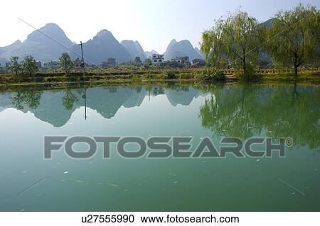 Stock Image - China, Guangxi Province, Guilin, Yangshuo, beautiful scenery. Fotosearch