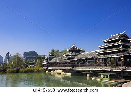 China, Guangxi Province, Guilin, Yangshuo, lookout area near the lake View Large Photo Image Stock Photo - China, Guangxi Province, Guilin, Yangshuo, lookout area near the lake. Fotosearch