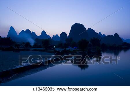 China, Guangxi Province, Guilin, Yangshuo, beautiful scenery of Yulong River View Large Photo Image Stock Photography - China, Guangxi Province, Guilin, Yangshuo, beautiful scenery of Yulong River. Fotosearch