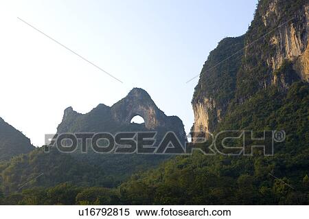 China, Guangxi Province, Guilin, Yangshuo, Moon Mountain View Large Photo Image Stock Photography - China, Guangxi Province, Guilin, Yangshuo, Moon Mountain. Fotosearch