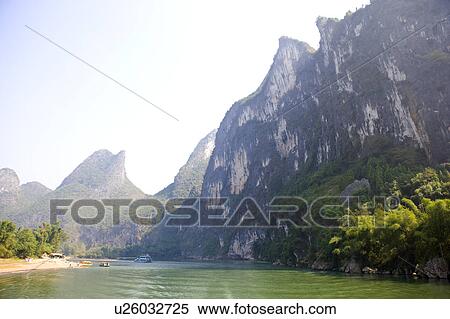 China, Guangxi Province, Guilin, Yangshuo, Li River and mountain View Large Photo Image Stock Photography - China, Guangxi Province, Guilin, Yangshuo, Li River and mountain. Fotosearch