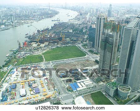 Stock Photo - China, Pudong, aerial view. Fotosearch