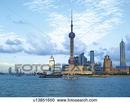 China, Shanghai, Pudong, city skyline and Huangpu River View Large Photo Image Stock Image - China, Shanghai, Pudong, city skyline and Huangpu River. Fotosearch