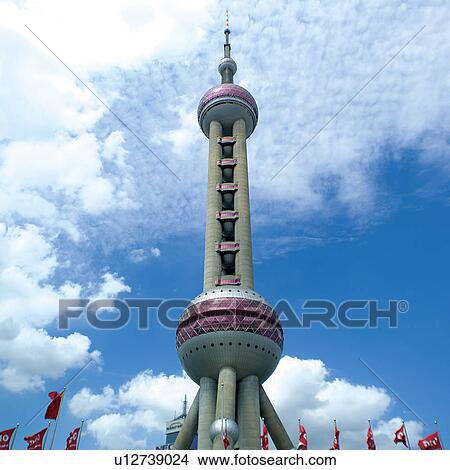 Picture - China, Shanghai, Pudong, Oriental Pearl Tower. Fotosearch