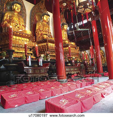 Stock Photo - China, Shanghai, statues in a temple. Fotosearch