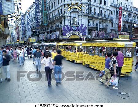 Shanghai, People's Republic of China. Street scene View Large Photo Image Picture - Shanghai, People's Republic of China. Street scene. Fotosearch