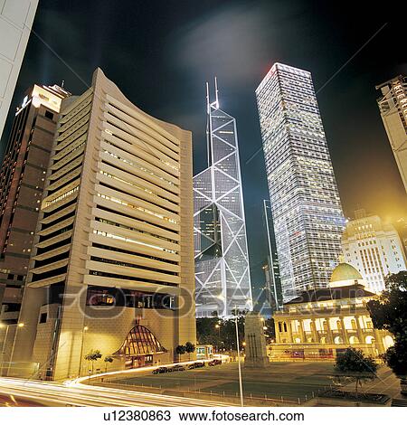 Stock Image - Bank of China, Night scene. Fotosearch