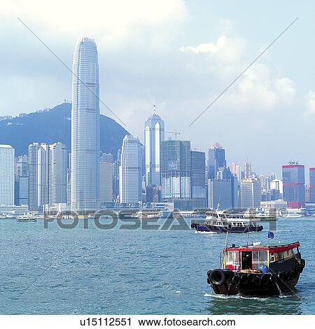Stock Image - Victoria Harbor, Boat. Fotosearch