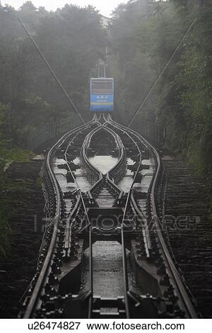 Stock Photo - Cable car on railroad track. Fotosearch