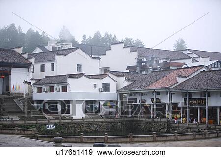 Stock Photo - Houses, Mt. Jiuhua, Anhui, China, Asia. Fotosearch