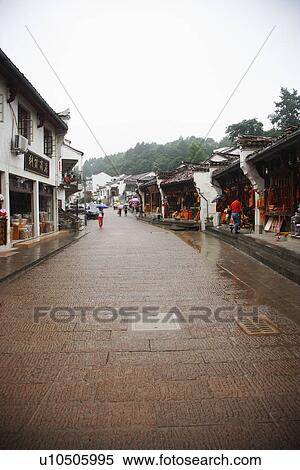 Jiuhua Old Street View Large Photo Image Stock Photography - Jiuhua Old Street. Fotosearch
