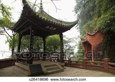 China, Sichuan Province, Leshan, Pavilion at Leshan Giant Buddha View Large Photo Image Stock Photograph - China, Sichuan Province, Leshan, Pavilion at Leshan Giant Buddha. Fotosearch